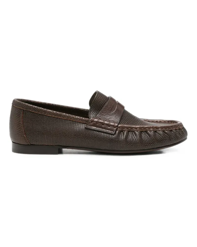 Brunello Cucinelli reptile-effect leather loafers - Braun Braun