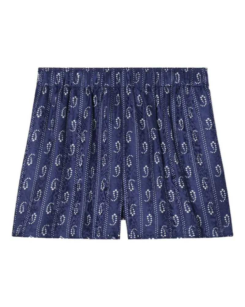 Tory Burch printed camp beach shorts - Blau Blau
