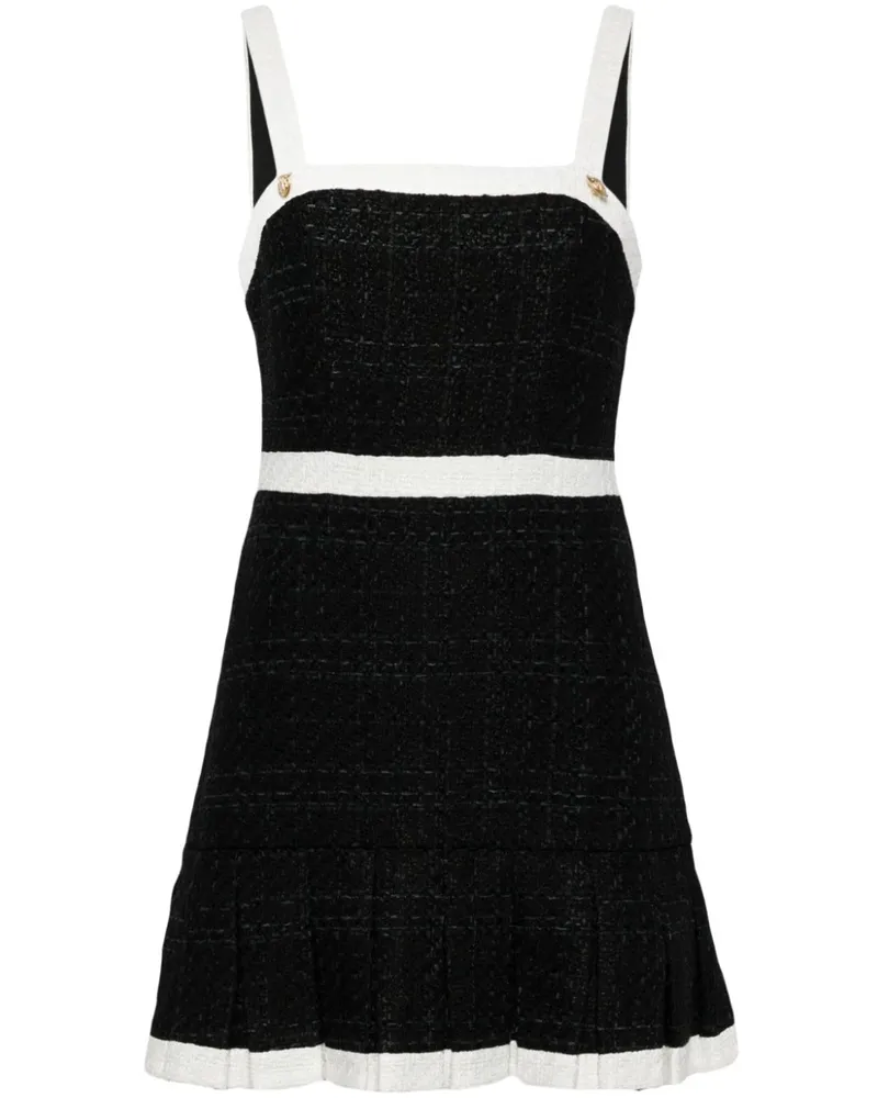 Alice + Olivia Clarine Faltenkleid mit eckigem Ausschnitt - Schwarz Schwarz