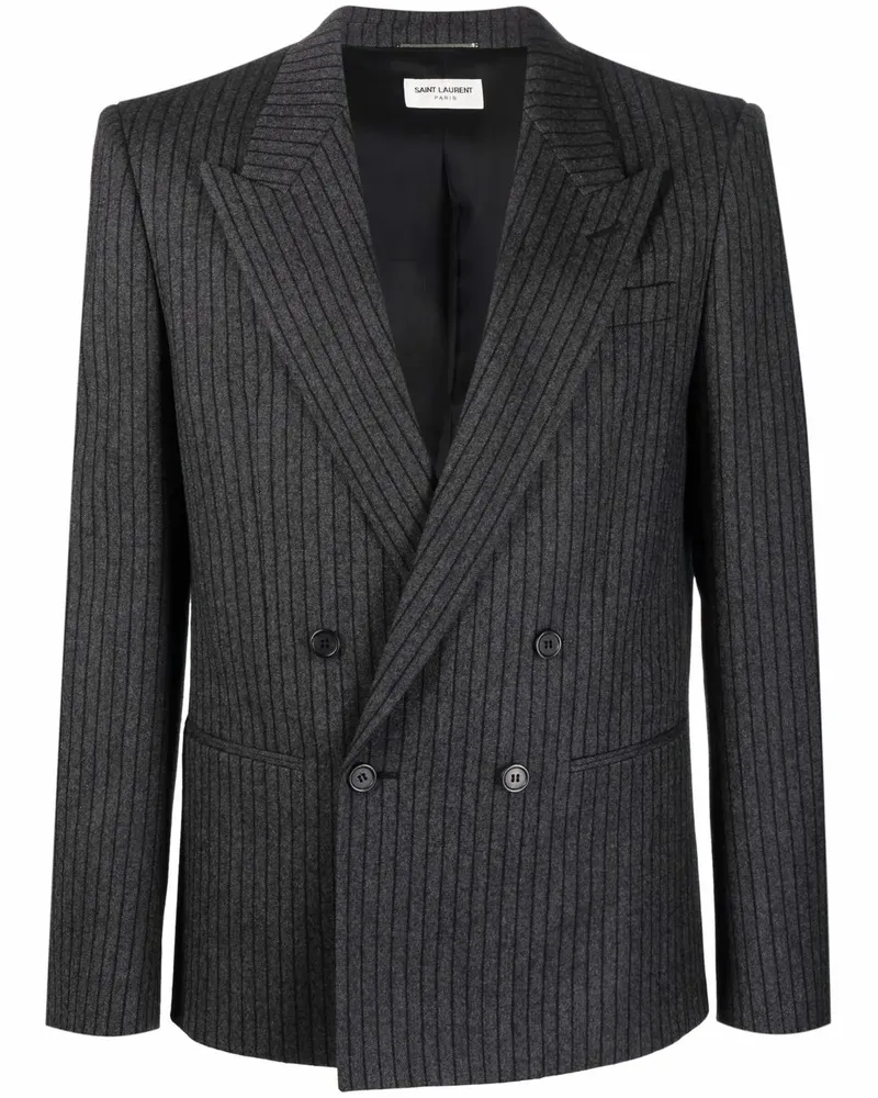 Saint Laurent Doppelreihiges Sakko mit Streifen - Grau Grau