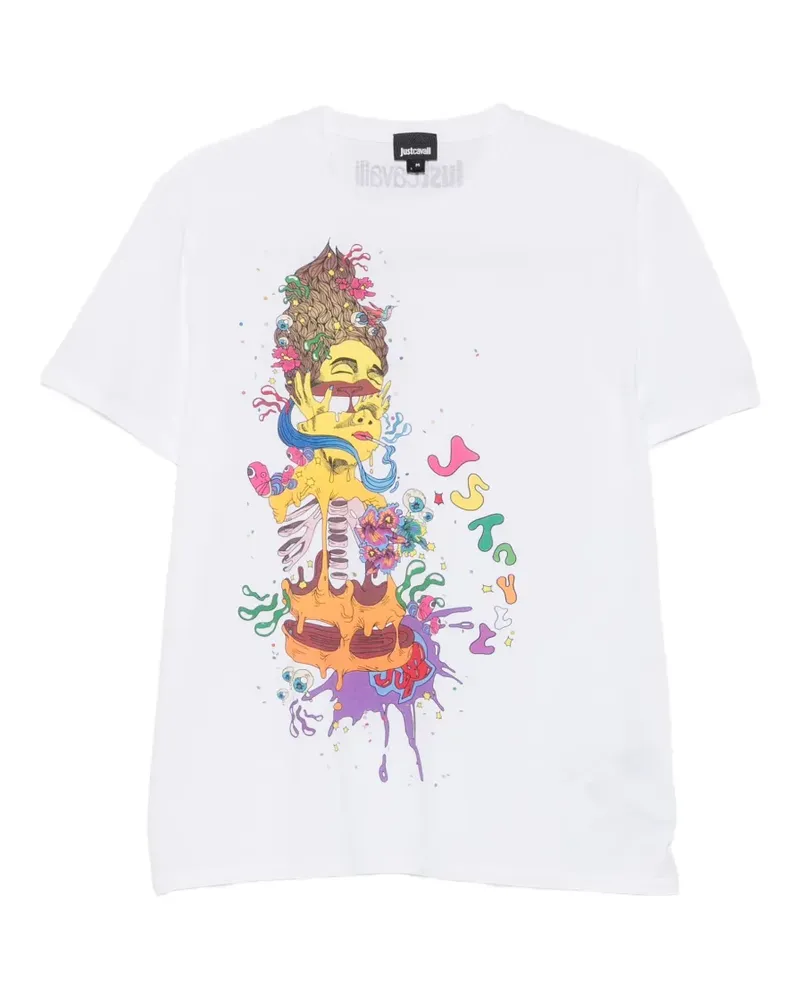 Just Cavalli graphic-print logo-print T-shirt - Weiß Weiß