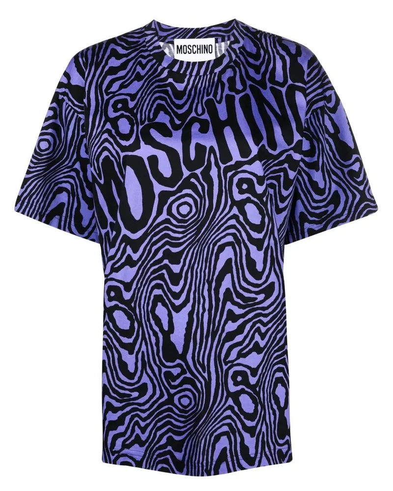 Moschino T-Shirt mit Zebra-Print Blau