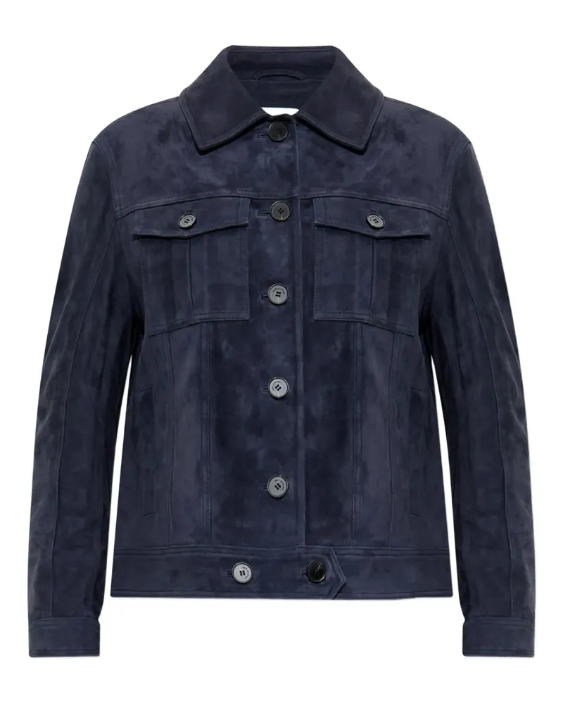 Self-Portrait Wildlederjacke mit Klappentasche - Blau Blau