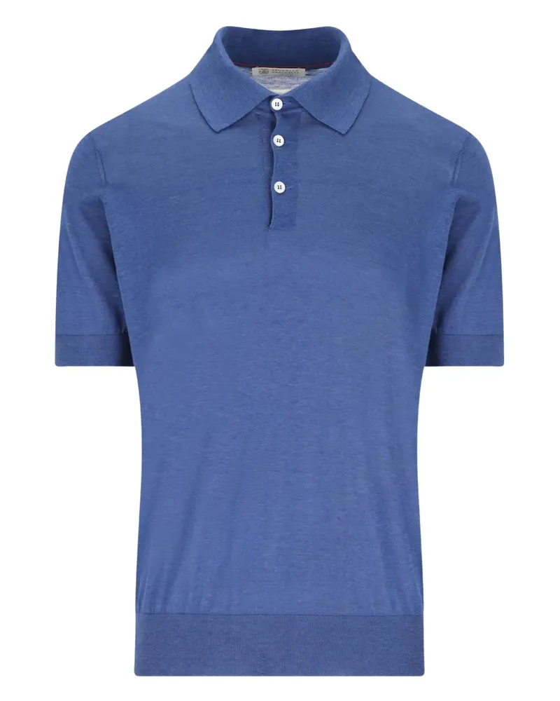 Brunello Cucinelli ribbed-hem buttoned polo shirt - Blau Blau