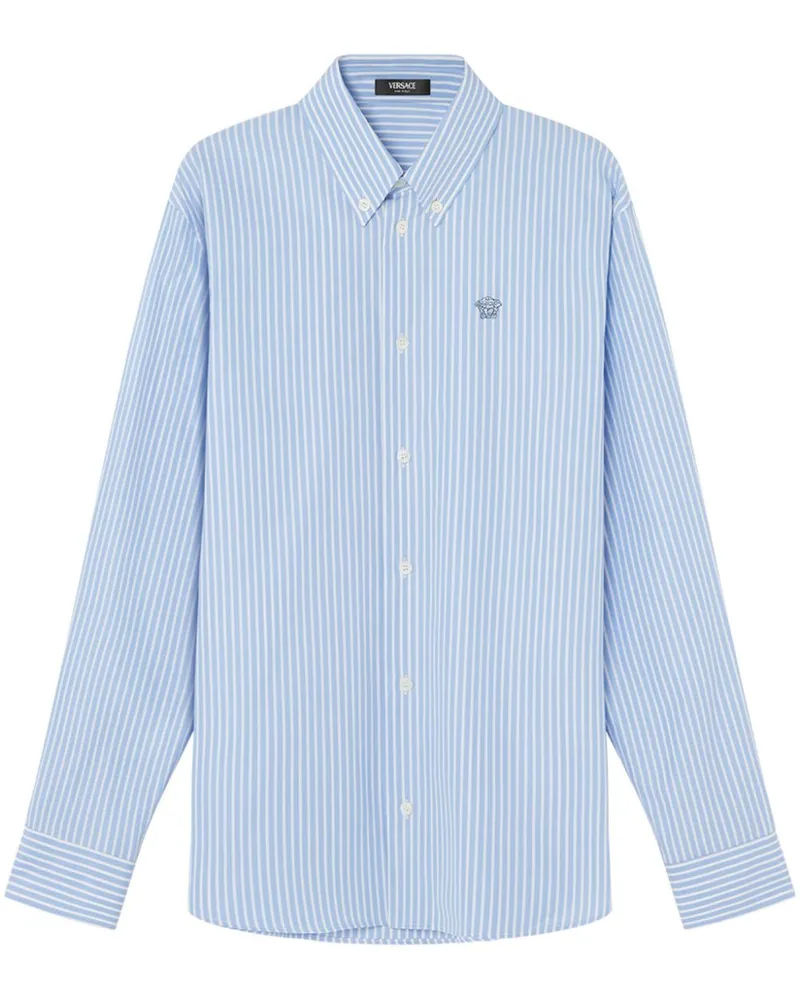 Versace Gestreiftes Medusa Hemd - Blau Blau