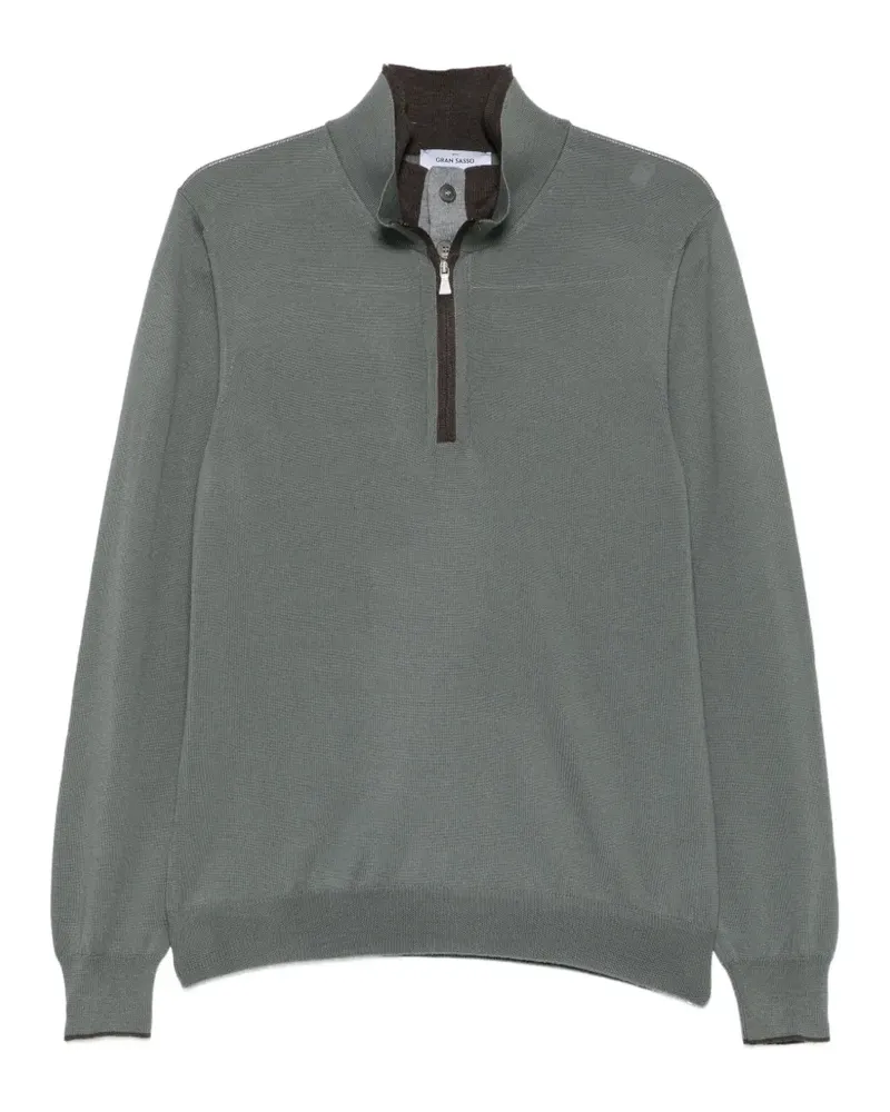 Gran Sasso Pullover mit Reißverschluss und Stehkragen - Grün Grün