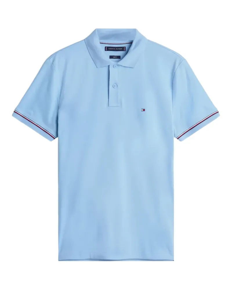 Tommy Hilfiger logo-embroidered tipped-cuff polo shirt - Blau Blau