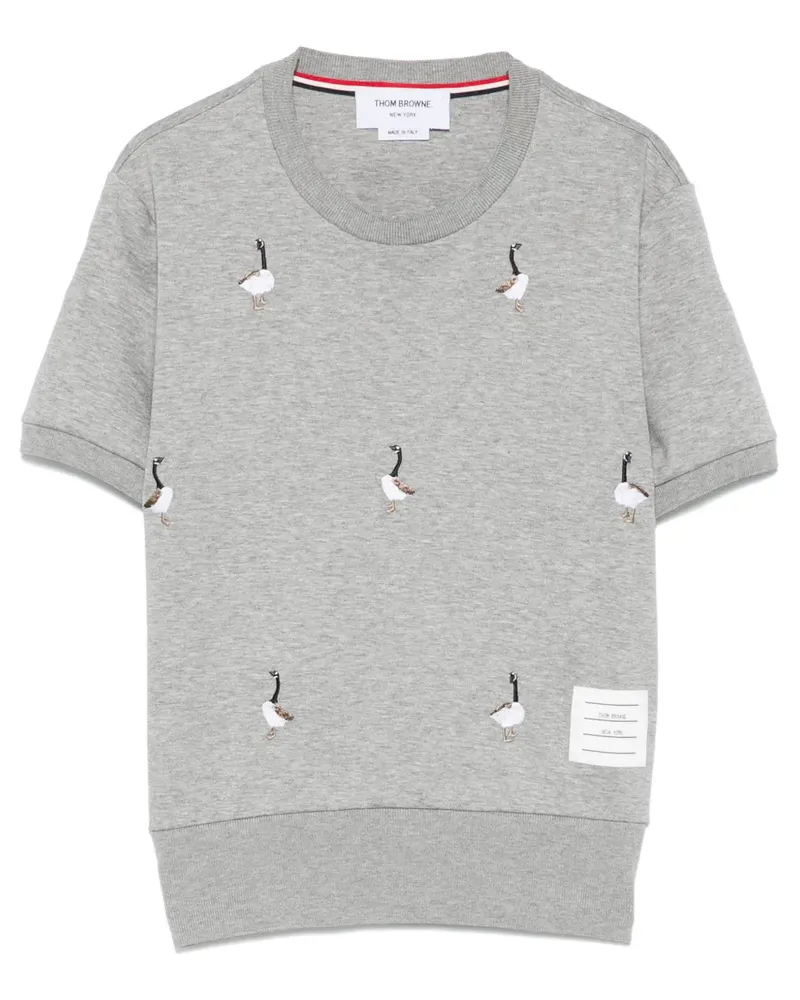 Thom Browne T-Shirt mit Gänsestickerei - Grau Grau