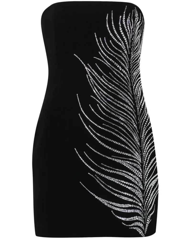 David Koma Bustier-Minikleid mit Kristallfeder Schwarz