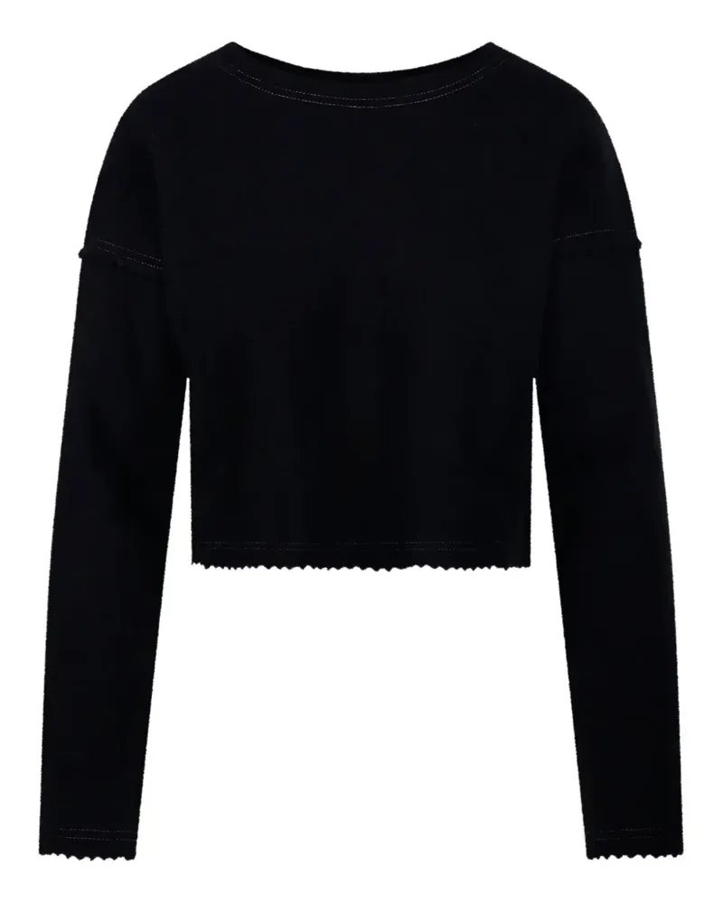 Max Mara Cropped-Top mit Wellensaum - Schwarz Schwarz