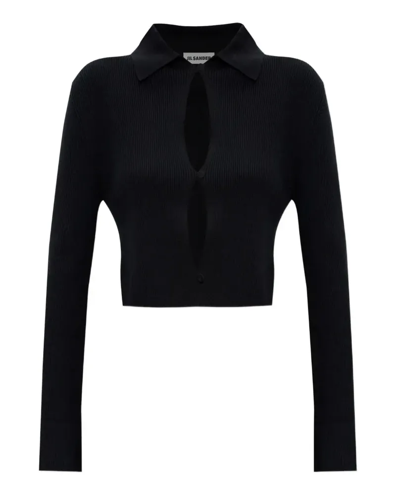 Jil Sander Gerippter Cardigan mit Cut-Out - Schwarz Schwarz