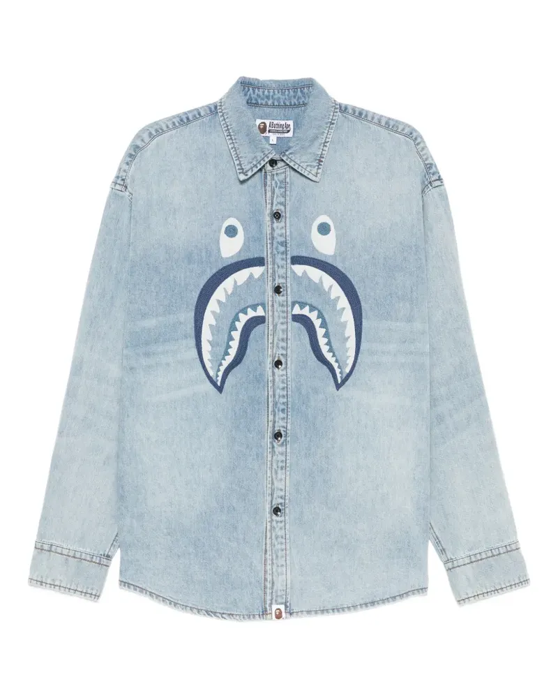 BAPE Shark denim shirt - Blau Blau