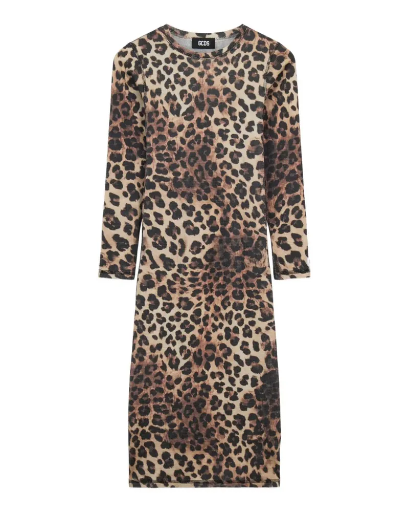 GCDS Midikleid mit Leoparden-Print - Braun Braun
