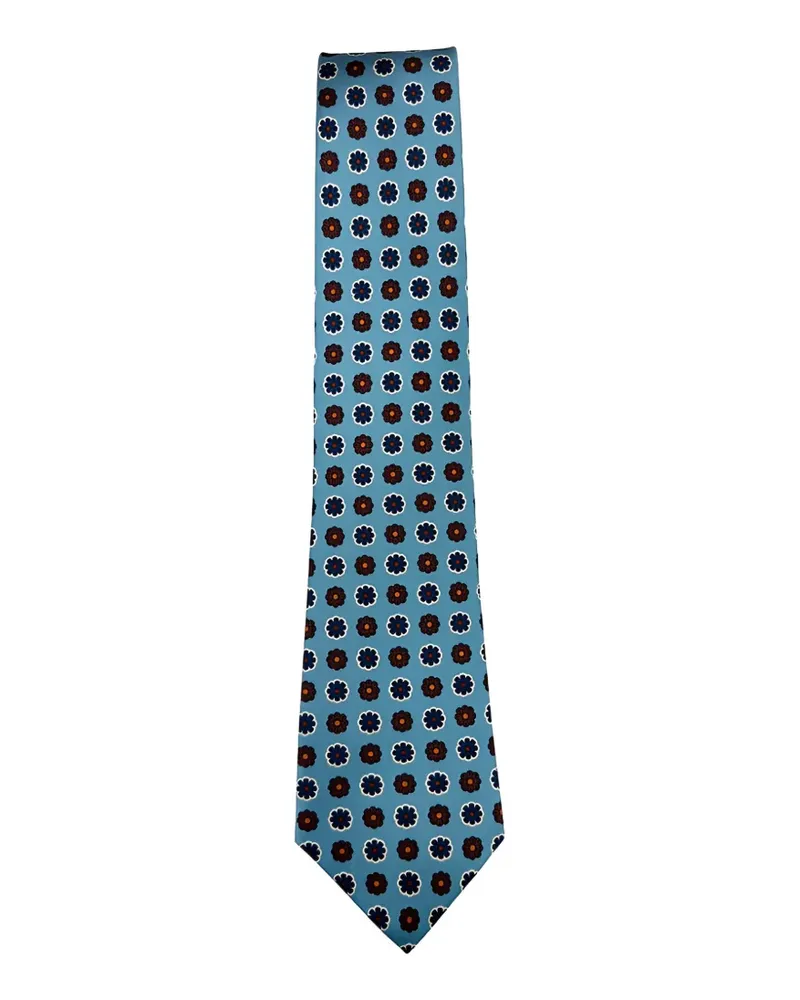 Kiton floral-print silk tie - Blau Blau
