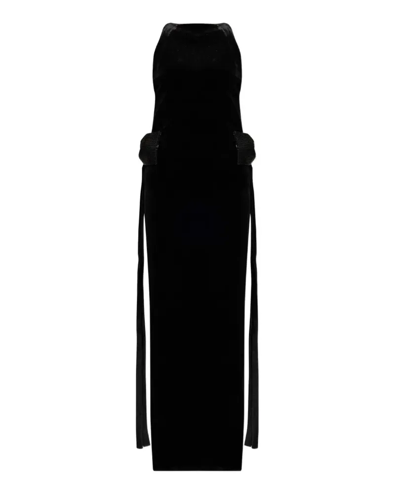 Self-Portrait Samt-Maxikleid mit Perlen - Schwarz Schwarz