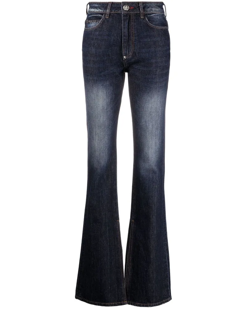 Philipp Plein Schlagjeans mit hohem Bund - Blau Blau
