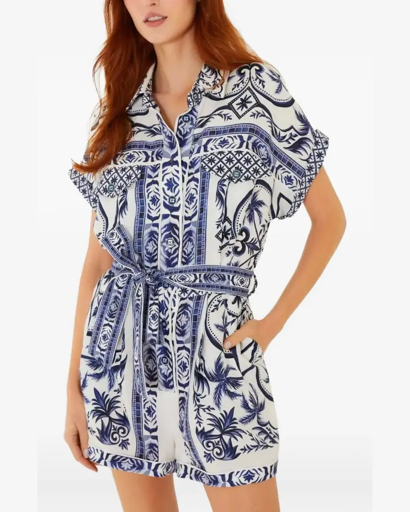 FARM Rio Wonderful City belted playsuit - Weiß Weiß