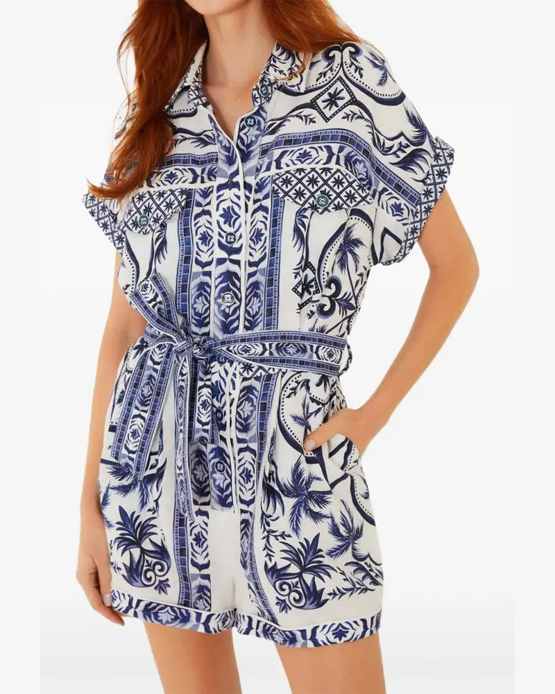 FARM Rio Wonderful City Playsuit mit Gürtel - Weiß Weiß
