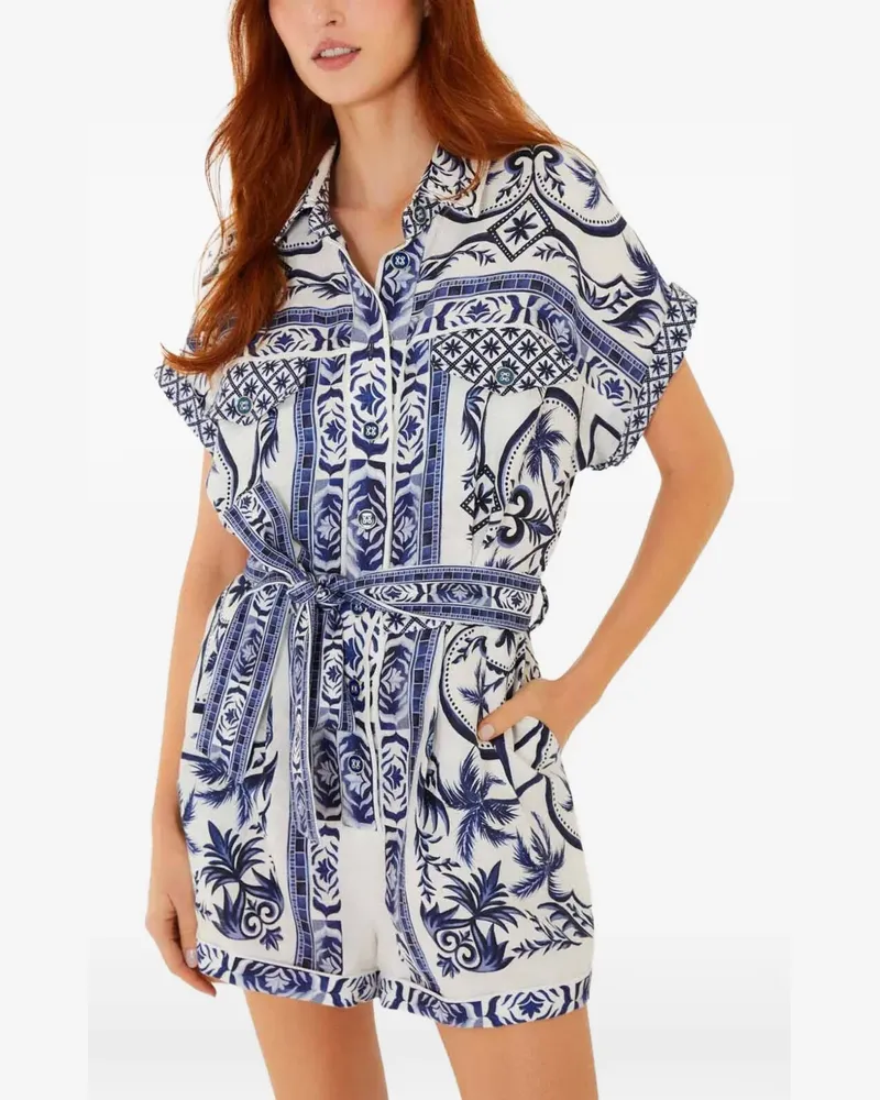 FARM Rio Wonderful City Playsuit mit Gürtel - Weiß Weiß