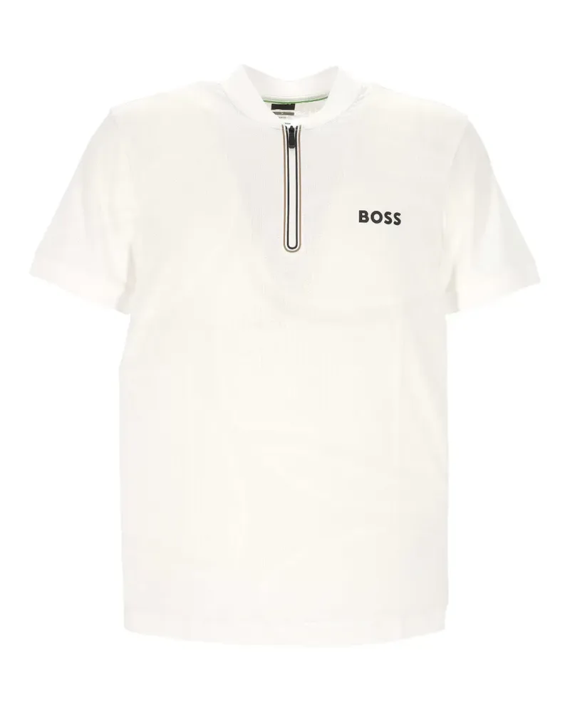 HUGO BOSS perforated quarter-zip polo shirt - Weiß Weiß