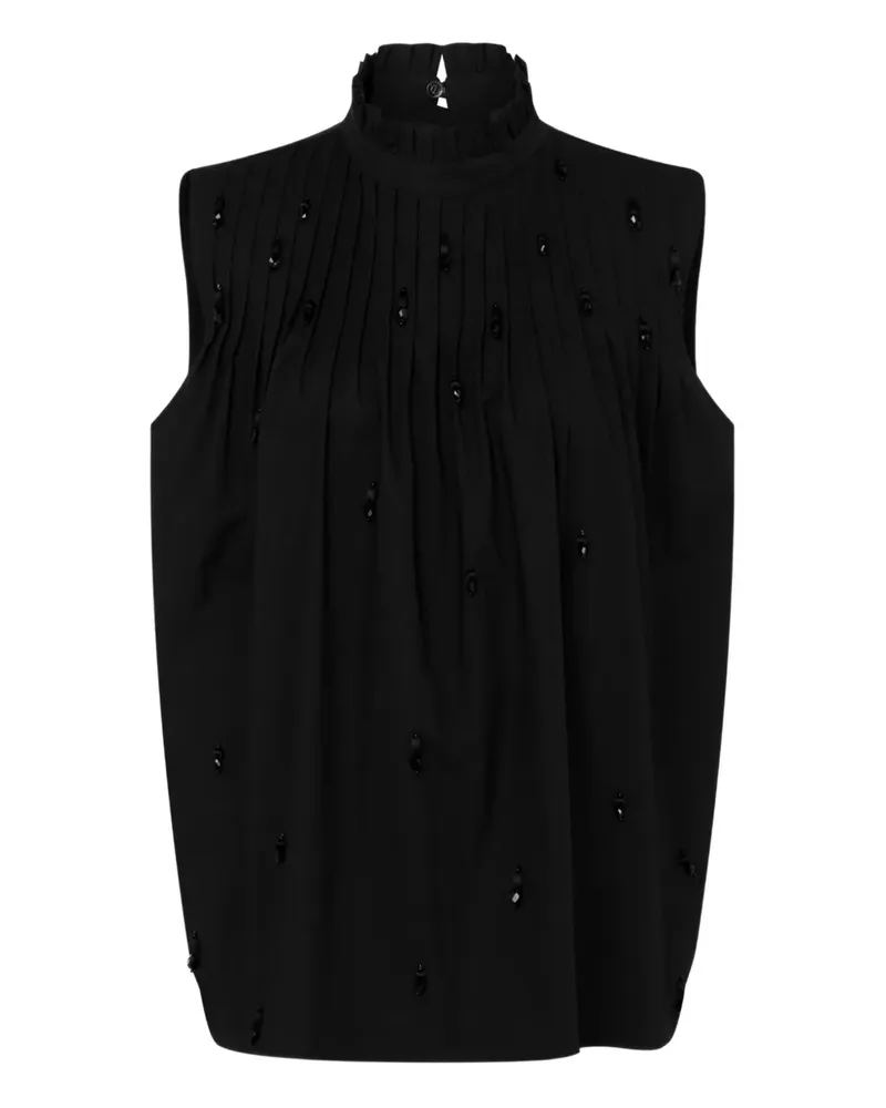 Moschino Popeline-Oberteil mit Stickerei - Schwarz Schwarz