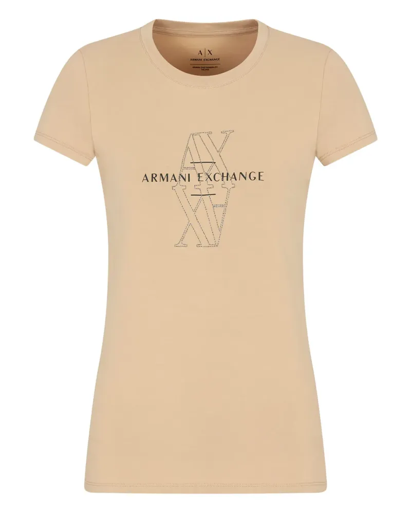Armani Exchange T-Shirt mit Logo-Print - Braun Braun