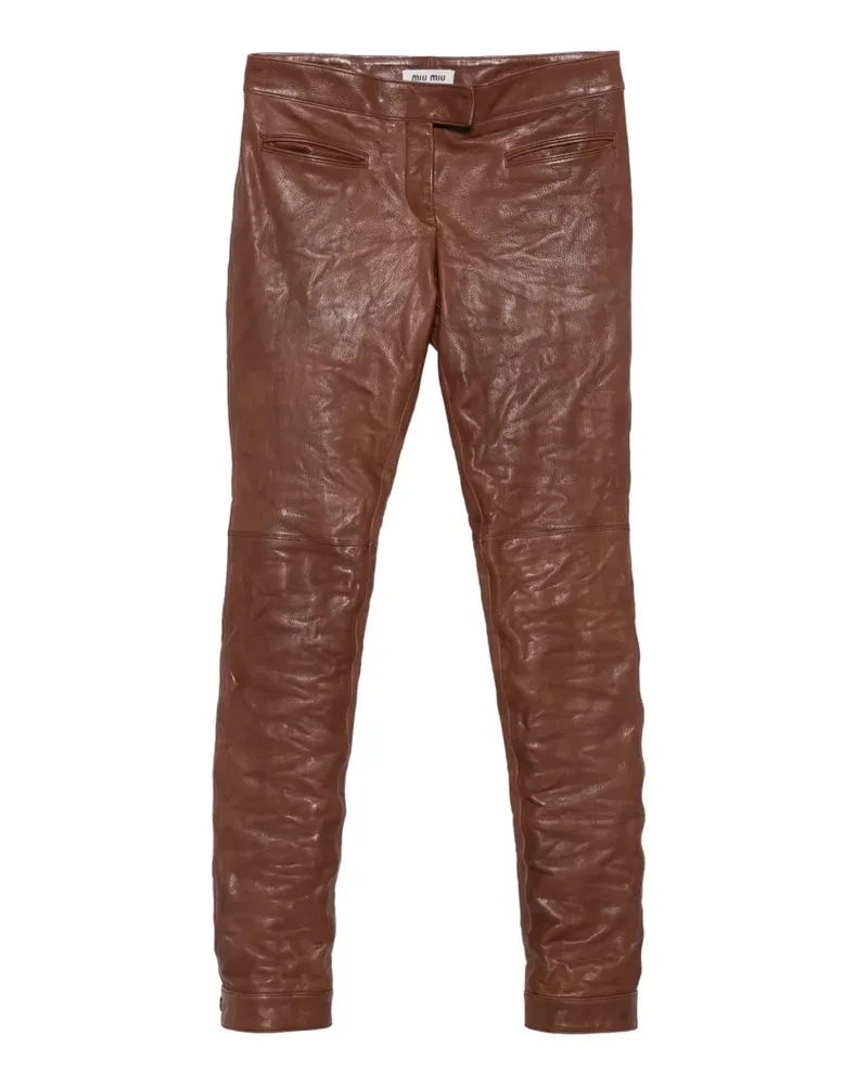 Miu Miu Hose aus Leder - Braun Braun