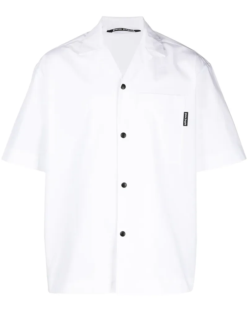 Palm Angels Bowlinghemd mit Logo-Print - Weiß Weiß