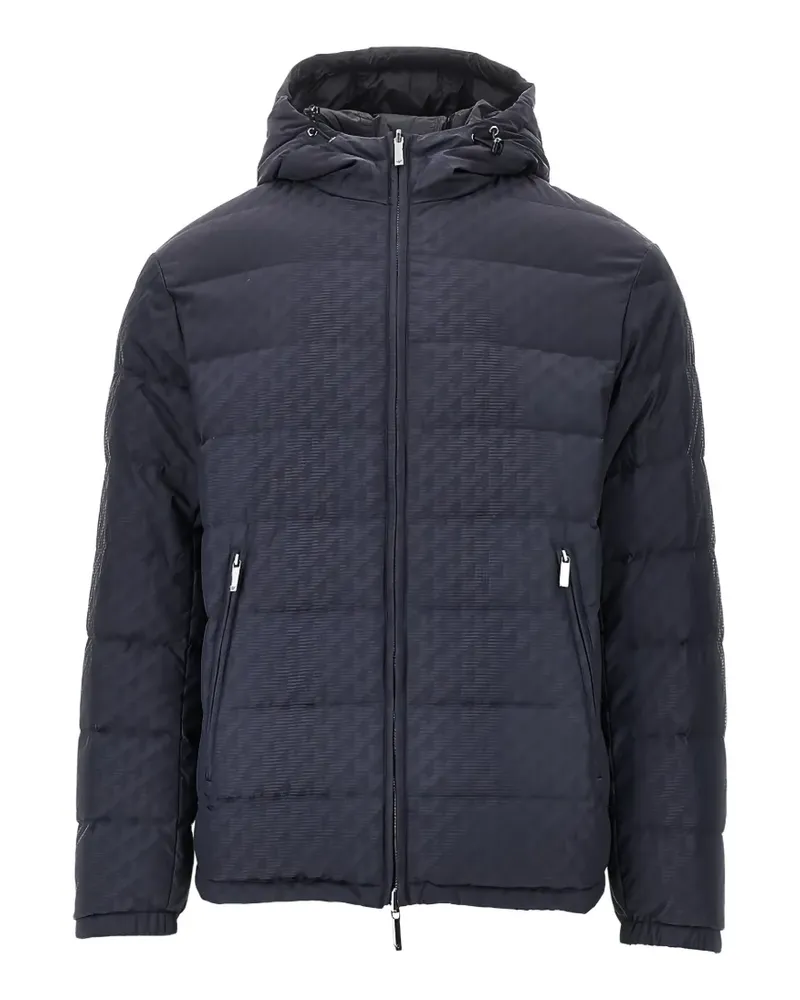 Emporio Armani Gefütterte Kapuzenjacke mit Logo-Print - Blau Blau