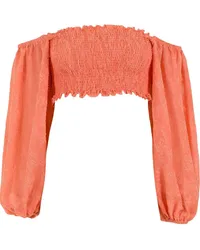 OLYMPIAH Schulterfreie Cropped-Bluse Orange