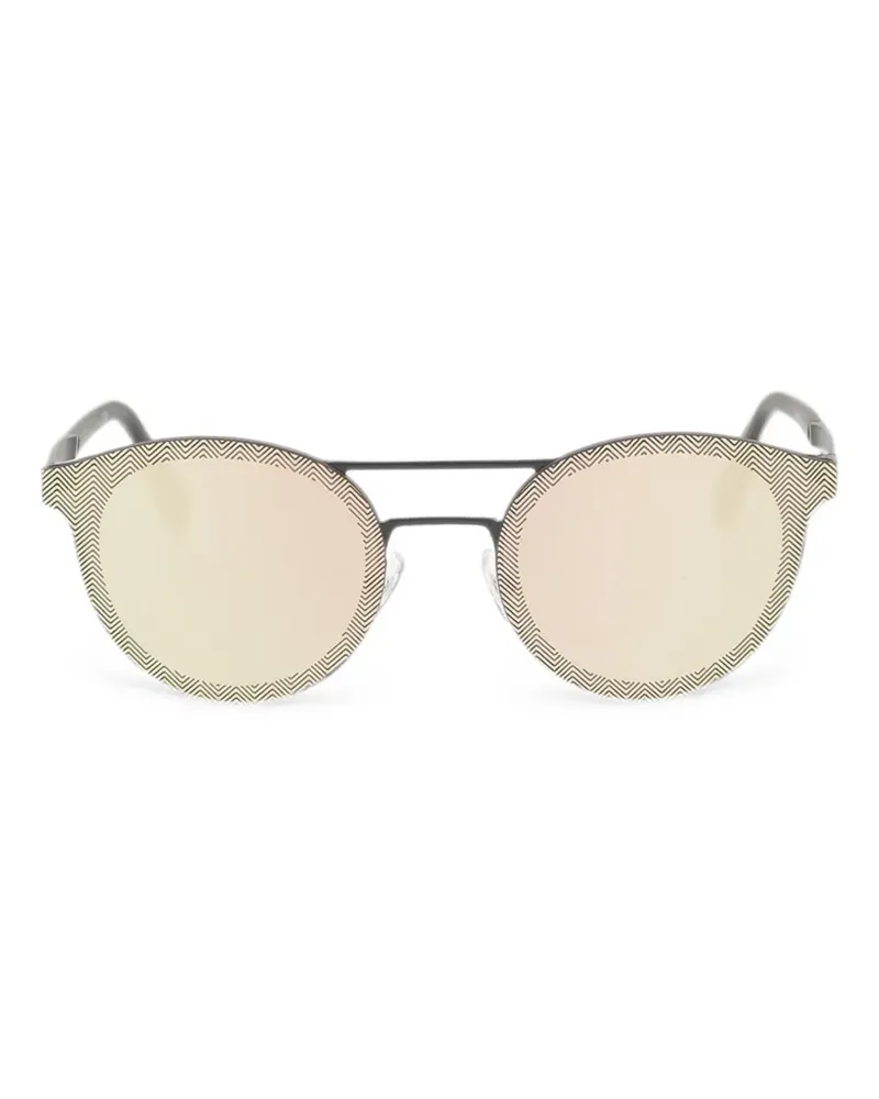 Ermenegildo Zegna Runde Sonnenbrille mit Fischgrätenmuster - Nude Nude