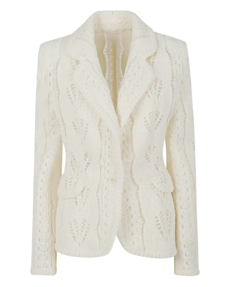 Ermanno Scervino Jacke mit Lochstrickmuster - Weiß Weiß