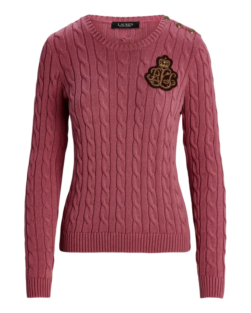 Ralph Lauren Bestickter Pullover mit Zopfmuster - Rosa Rosa