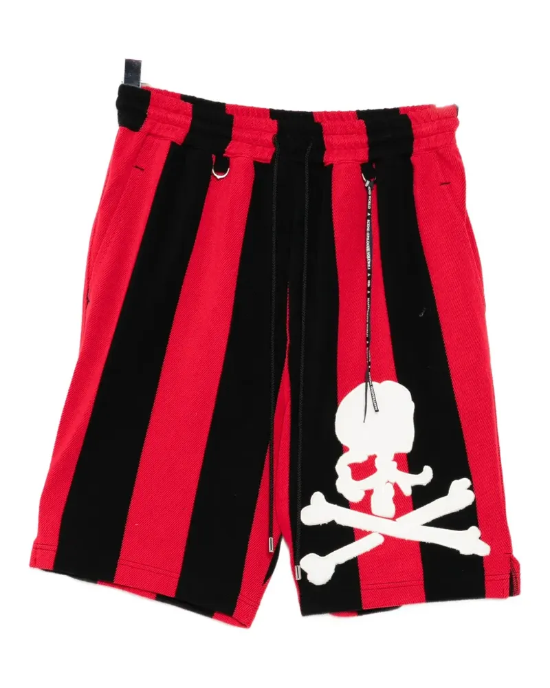Mastermind World skull-patch striped shorts - Schwarz Schwarz