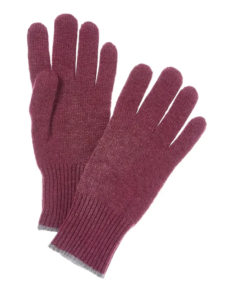 Brunello Cucinelli Fein gestrickte Handschuhe mit gerippten Bündchen - Rot Rot