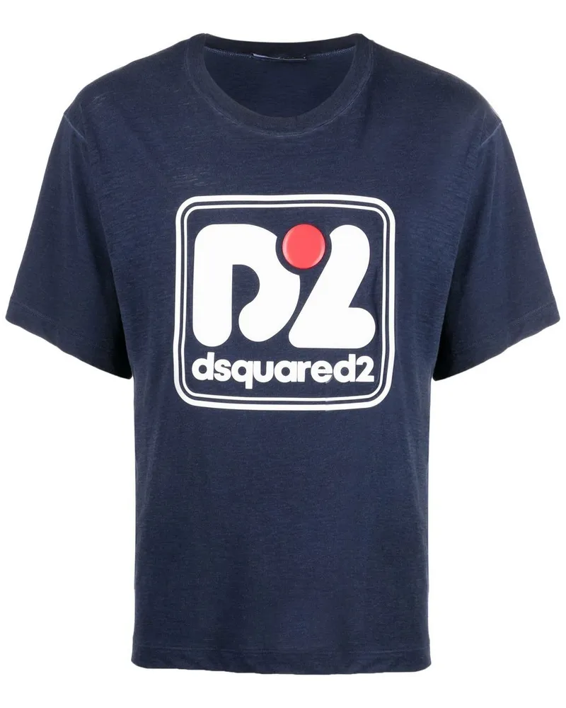 Dsquared2 T-Shirt mit Logo-Print Blau