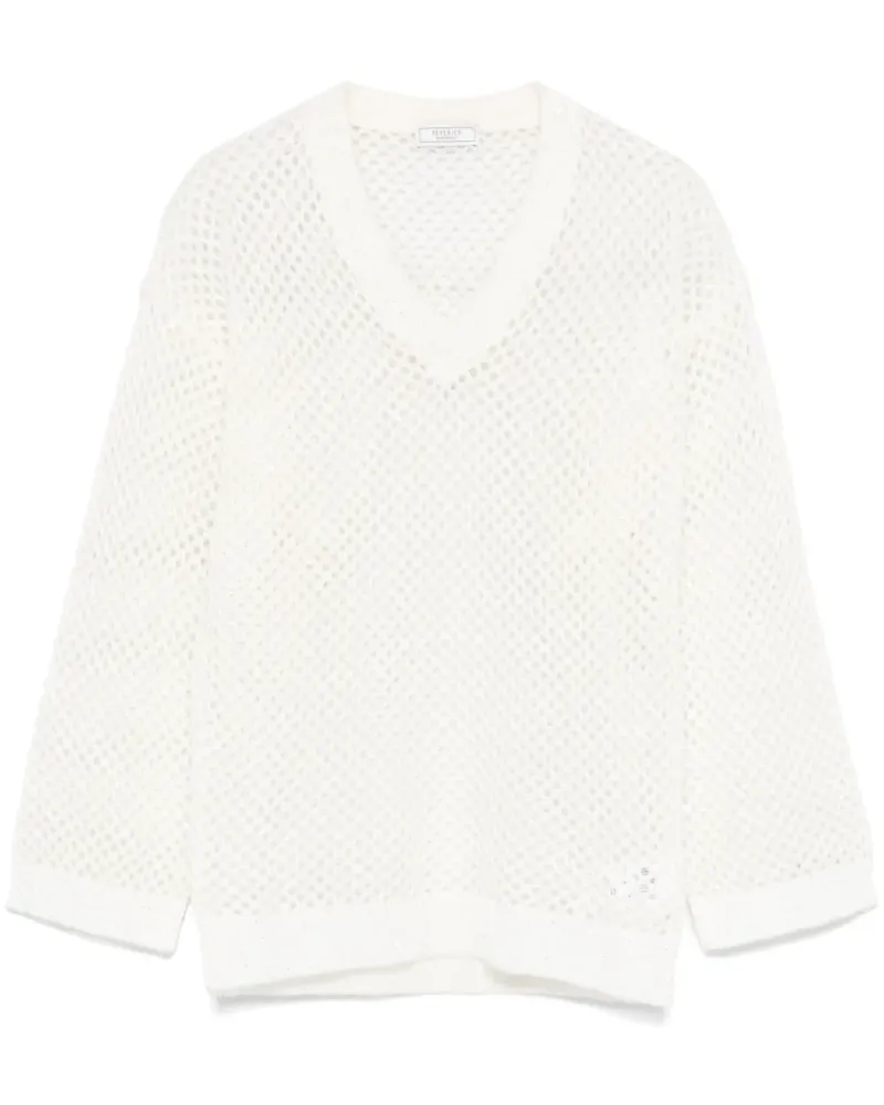 Peserico Pullover mit Lochstrickmuster - Weiß Weiß