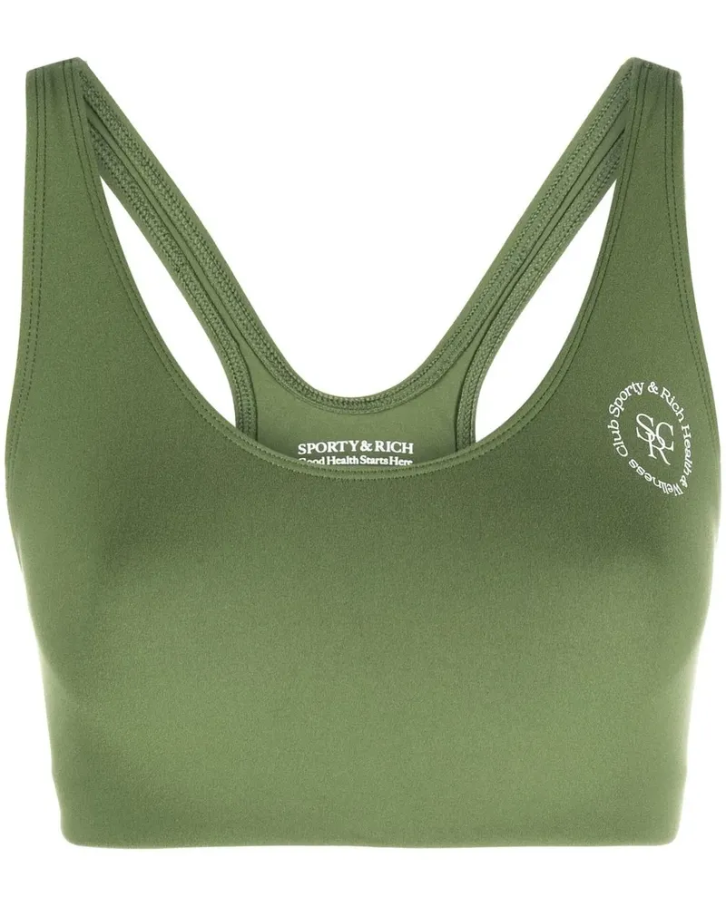 SPORTY & RICH Cropped-Top mit Print - Grün Grün