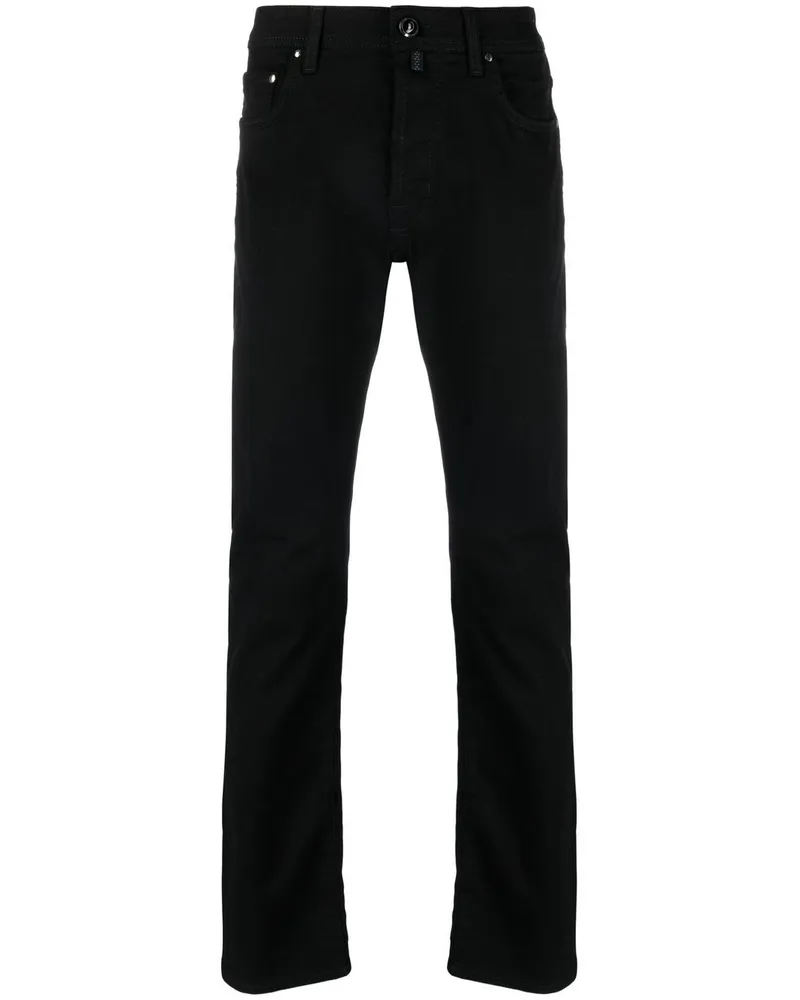 Jacob Cohën Slim-Fit-Jeans mit Logo-Patch - Schwarz Schwarz