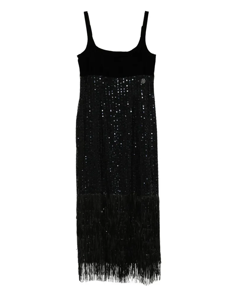 Karl Lagerfeld Kleid mit Logo-Schild - Schwarz Schwarz