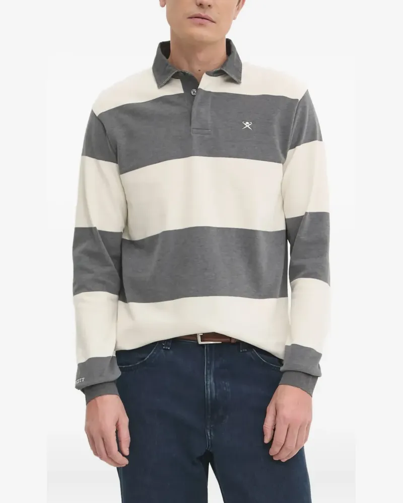 Hackett striped long-sleeve polo shirt - Grau Grau