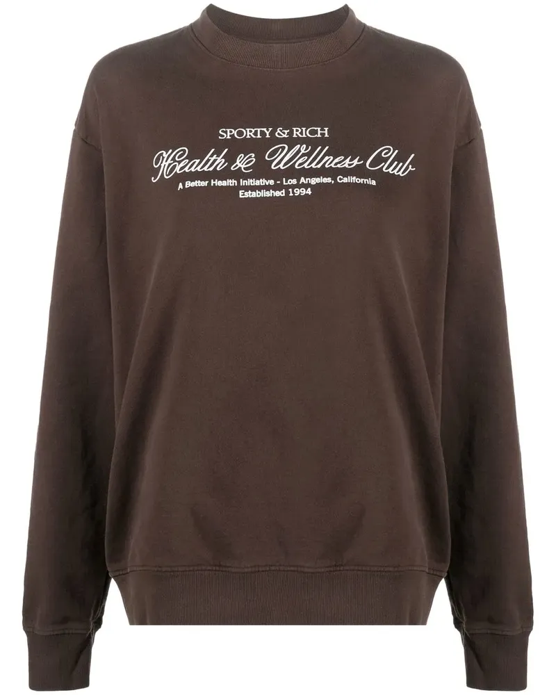 SPORTY & RICH Sweatshirt mit Logo-Stickerei - Braun Braun