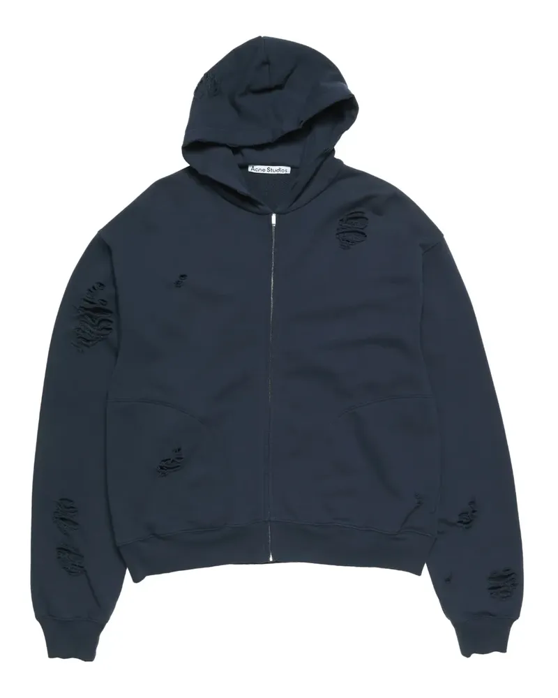 Acne Studios Hoodie in Distressed-Optik - Blau Blau