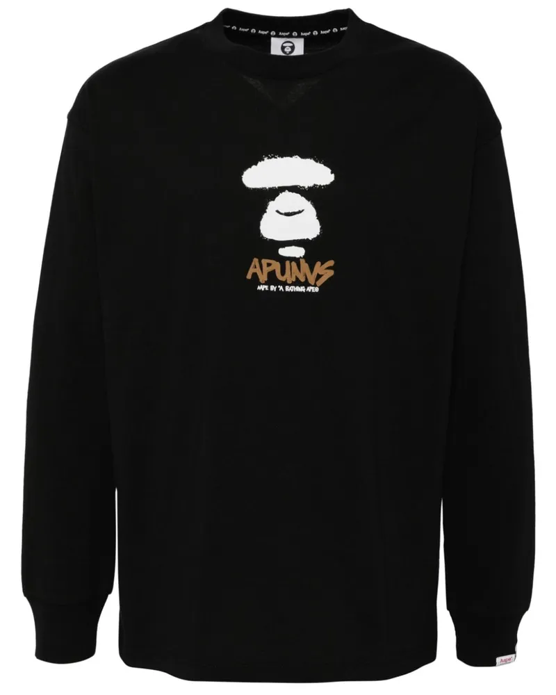 BAPE T-Shirt mit Moonface-Logo - Schwarz Schwarz