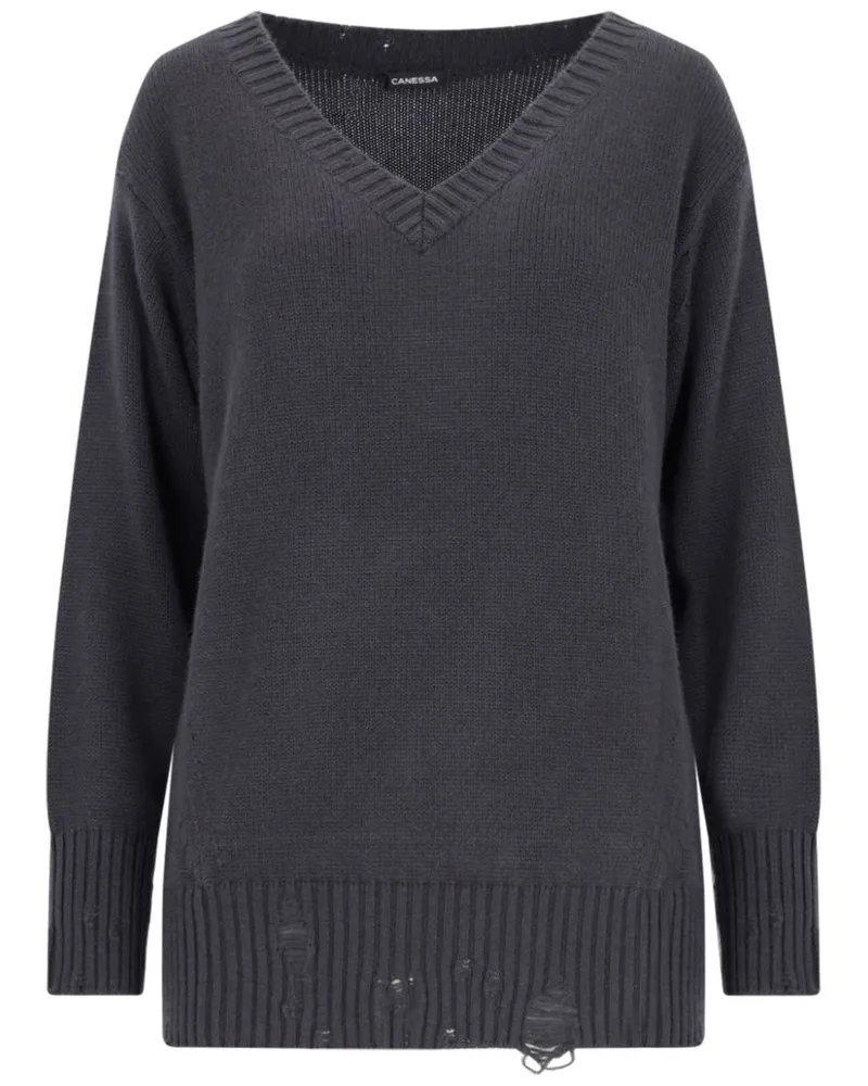 Canessa Pullover im Distressed-Look - Grau Grau
