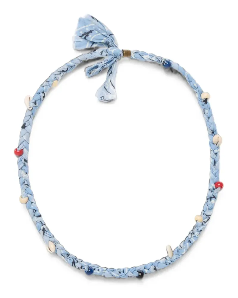 Alanui Bandana Halskette mit geflochtenen Kaurimuscheln - Blau Blau