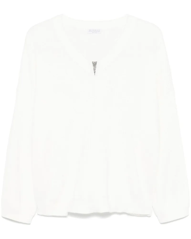 Brunello Cucinelli Pullover mit V-Ausschnitt - Weiß Weiß