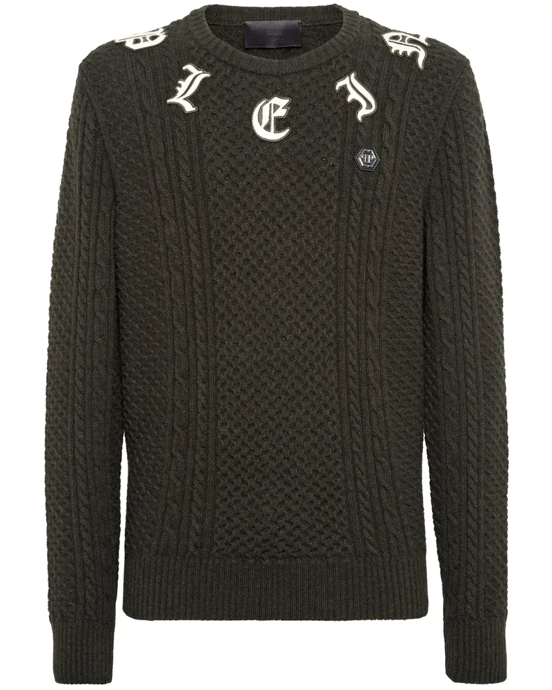 Philipp Plein Strickkleid mit Logo-Applikation - Grün Grün