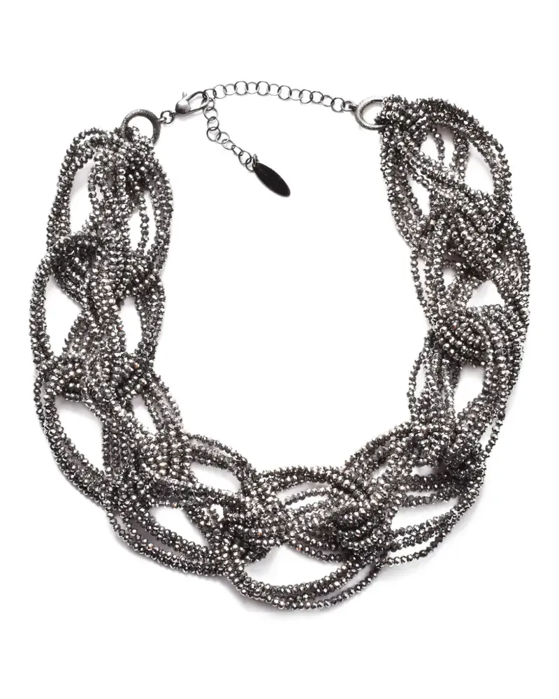 Brunello Cucinelli braided glass-bead necklace - Silber Silber