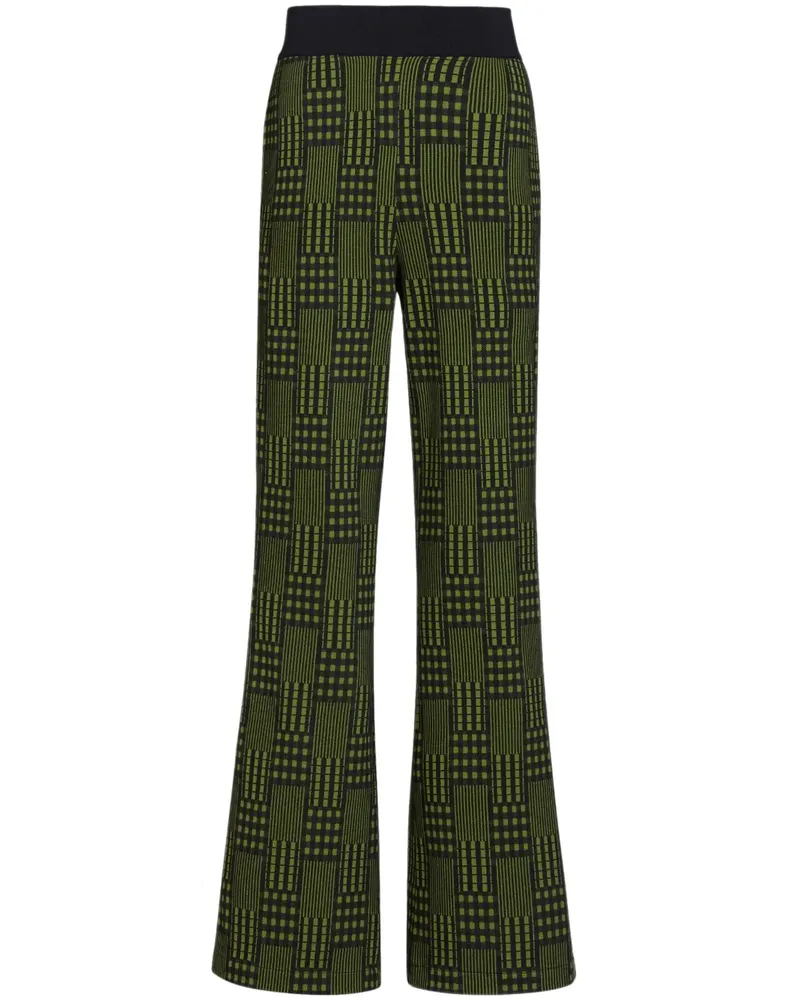 Marni Karierte Hose mit ausgestelltem Bein - Grün Grün